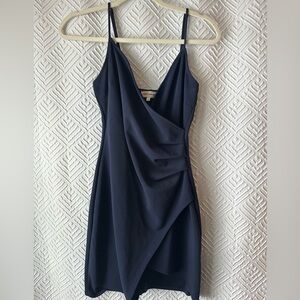 Navy blue asymmetrical mini dress